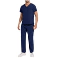 thumbnail image 2 of TIMIFIS Scrub for Men Set Medicals Uniform Scrub Top and Pants Solid Color Four Season Comfort Fits Scrub Set with Pockets - Spring/Summer, 2 of 7