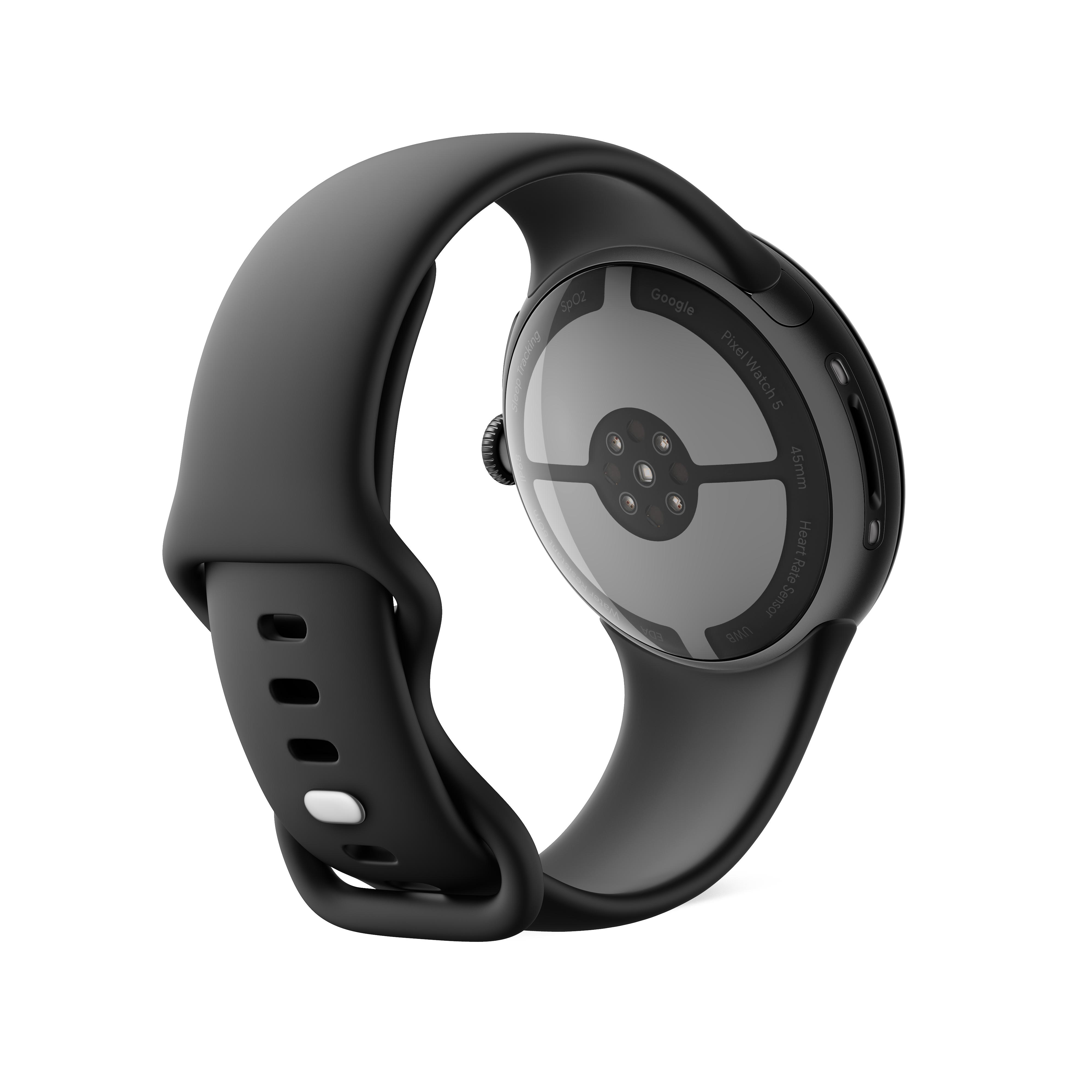 Google Pixel Watch 5, (45mm) Matte Black Aluminum Case with Obsidian Active Band (2nd gen)