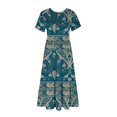 thumbnail image 3 of Dvkptbk Robes d'Été pour Femmes 2024 Mode Décontractée Bohème à Fleurs Robes de Plage Manches Courtes Col Rond Robe d'Été Fluide Maxi Robe de Plage Longue Robe Midi de Plage avec Poches P-2TG, 3 of 4