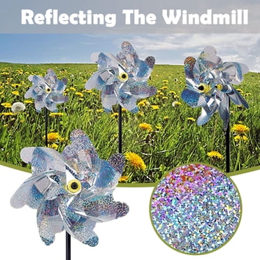 10-Pack Reflective Bird Deterrent Pinwheels, Garden Outdoor Scare Device for Farm Balcony, Wind Motion Anti-Bird Repellent Spinner