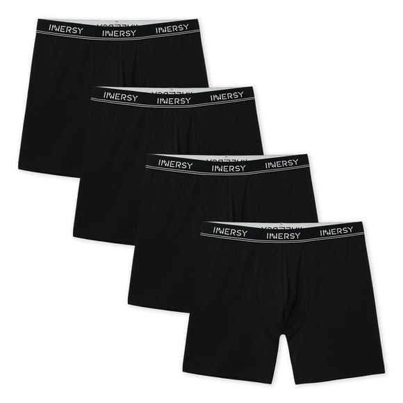 INNERSY Men's Anti chafing Underwear Moisture Wicking Breathable Boxer Briefs 4 Pack(Large,Black)