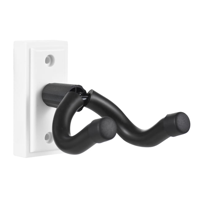Arealer Guitar Wall Mount Hanger Hook Guitar Wall Hook Hanger Solid Sturdy Black Metal Holder Hanger Multifunction Hanger for All Size Acoustic Electric Bass Guitars White