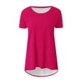 thumbnail image 4 of Pisexur Hauts d'Été Grande Taille pour Femmes Manches Courtes Col Rond T-shirts Doux Confortables Mode Fluide Blouses Amples Basiques Décontractées Habillées, 4 of 5