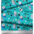 thumbnail image 2 of Soimoi Polyester Crepe Fabric Planet,Rocket & Astronaut Animals Cartoon Print Fabric by The Yard 52 Inch Wide, 2 of 3