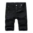 thumbnail image 3 of Cameland Men's Ripped Denim Trunks Stretchy Washed Jeans Trunks Cut-off Classic Fit Biker Jeans Trunks, 3 of 6