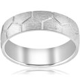 thumbnail image 1 of Bague de Mariage pour Homme en Or Blanc 14 K Faite à la Main, Brossée, Alliance, 1 of 4