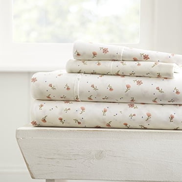 ienjoy Home 4 Piece Sheet Set Soft Floral Patterned, Queen, Pink