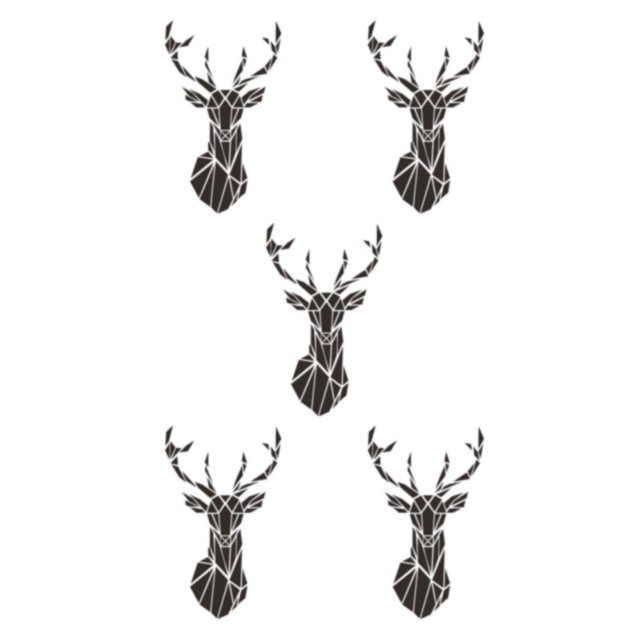 Decodeary Self Adhesive 3D Deer Head Mirror Wall Sticker For Easy Application black XL 5Set