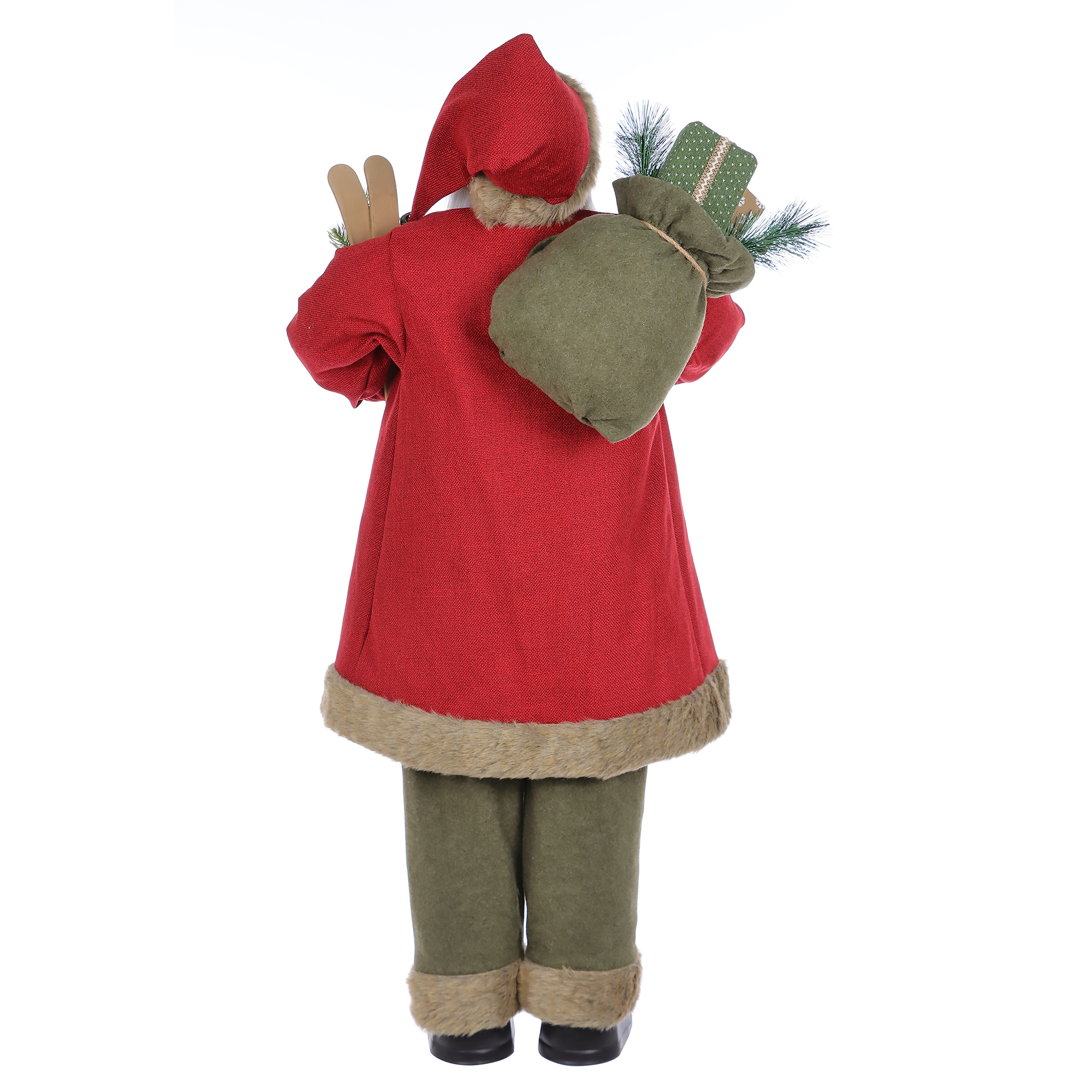 HOLIDAY TIME 48 Inch Standing Dark Skin Santa Figure, 65% PP 35% Polyester Christmas Indoor Decoration