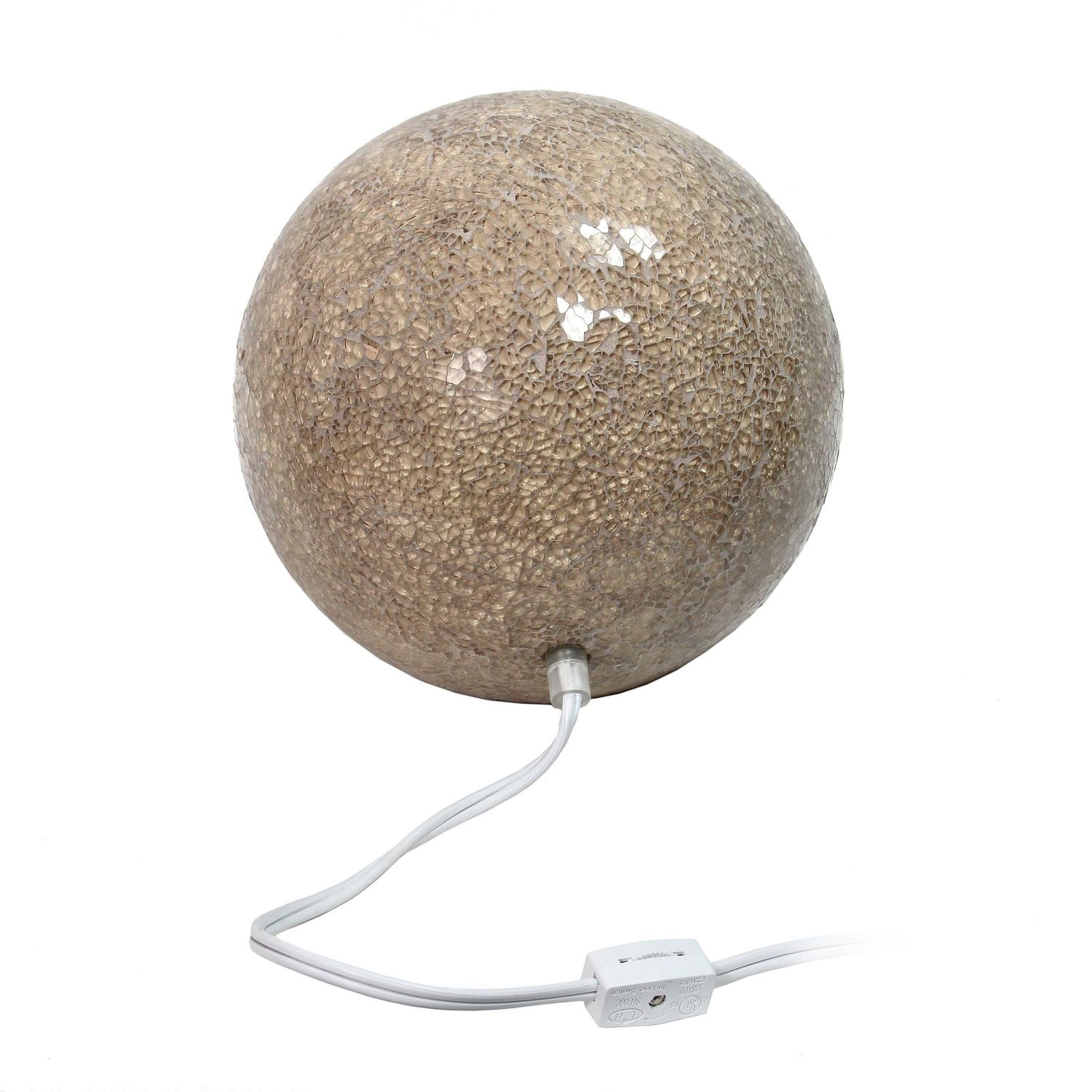 Lampe de table Simple Designs en forme de boule en pierre mosaïque à 1 lumière, champagne