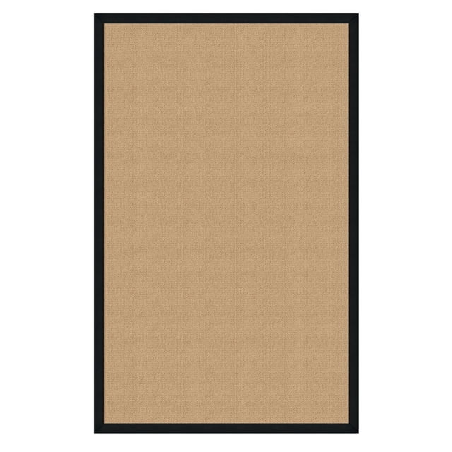 Athena Sisal & Black 4' x 6' Accent Rug with natural beige wool surface and black cotton binding, tufted with mitered corners, hand-sewn in the USA, suitable for layering in small spaces like entryways or bathrooms.
