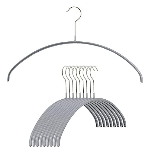 MAWA Euro Series Non-Slip Space Saving Clothes Hanger, Set of 10, Silver Style 40/P, Pack of 10, 10 Count