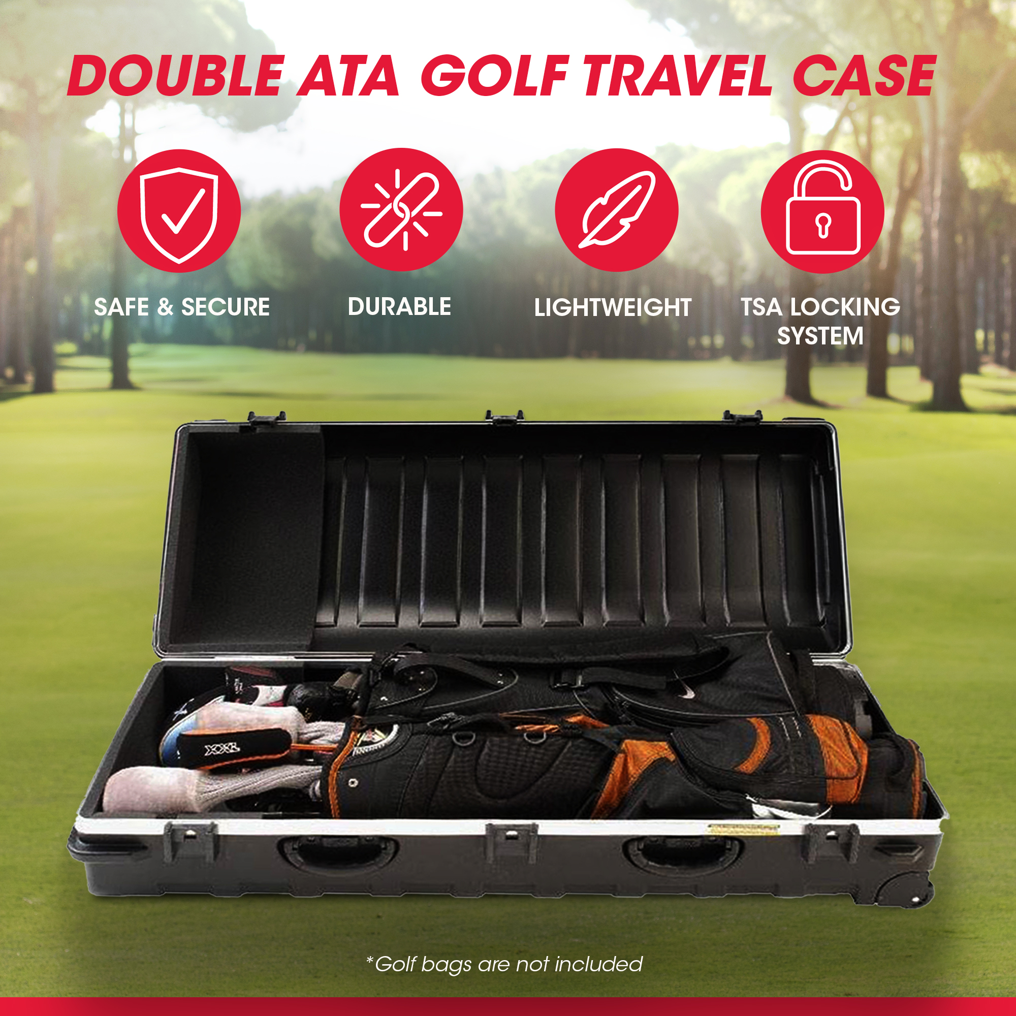 SKB Cases Double ATA Standard Hard Plastic Storage Wheeled Golf