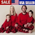 thumbnail image 1 of Ensembles de Pyjamas Assortis pour la Famille, Pyjamas de Noël, T-Shirt Rouge à Manches Longues et Pantalon à Carreaux, Tenue d'Intérieur, 1 of 7
