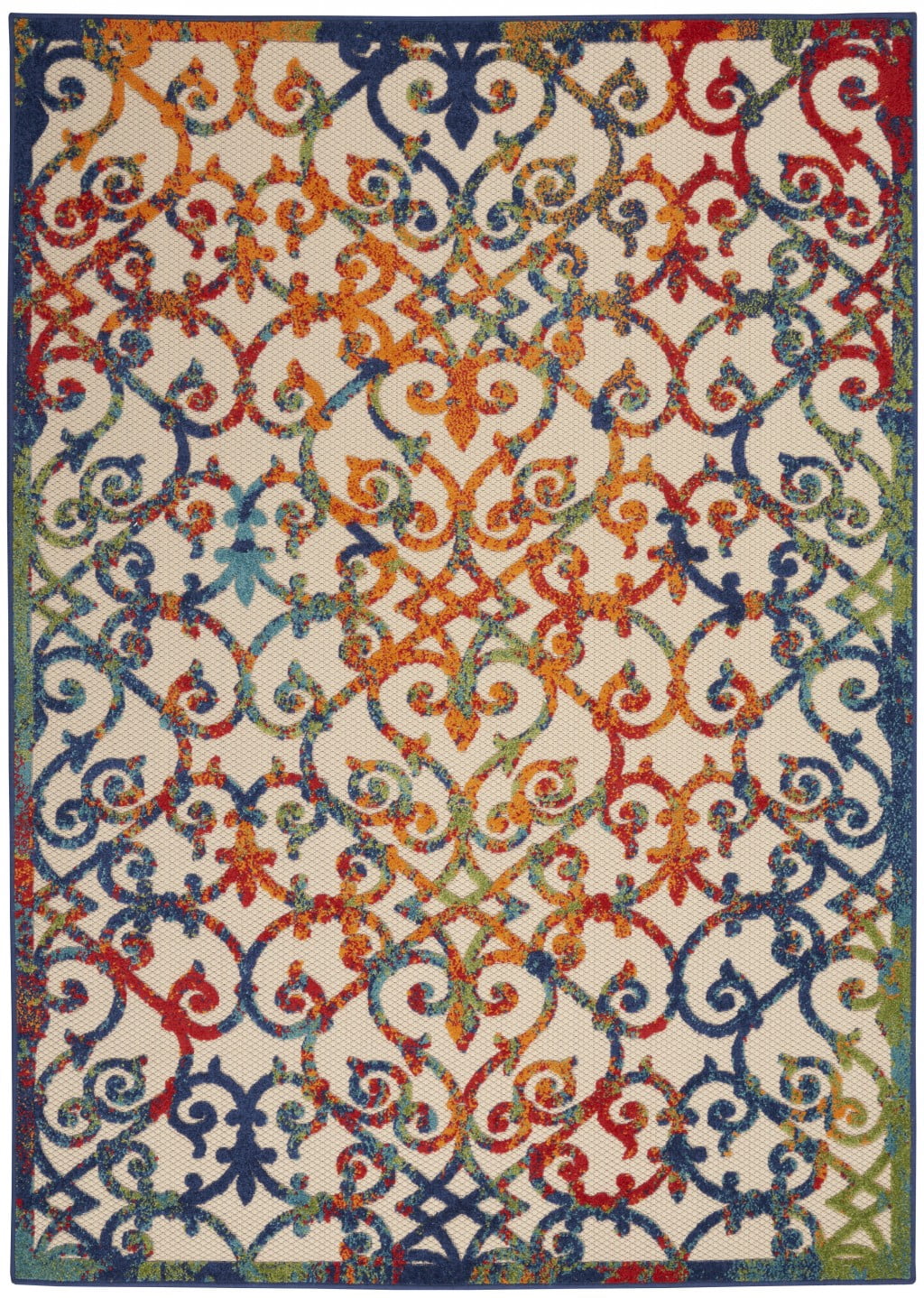 HomeRoots Tapis d'Intérieur et d'Extérieur Coloré Arc-en-Ciel, 4 Pieds x 6 Pieds, Résistant aux Taches, Motifs Texturés