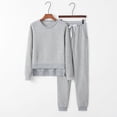 thumbnail image 2 of FAIWAD Women 2 Pieces Outfits Round Neck Irregular Split Sweatshirt Sweatpants Pullover Tracksuit, 2 of 9