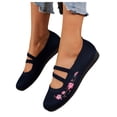thumbnail image 1 of Womens Ballet Flats Comfortable Flower Embroidered Dress Shoes Round Toe Slip on Ballerina Walking Low Wedges, 1 of 7