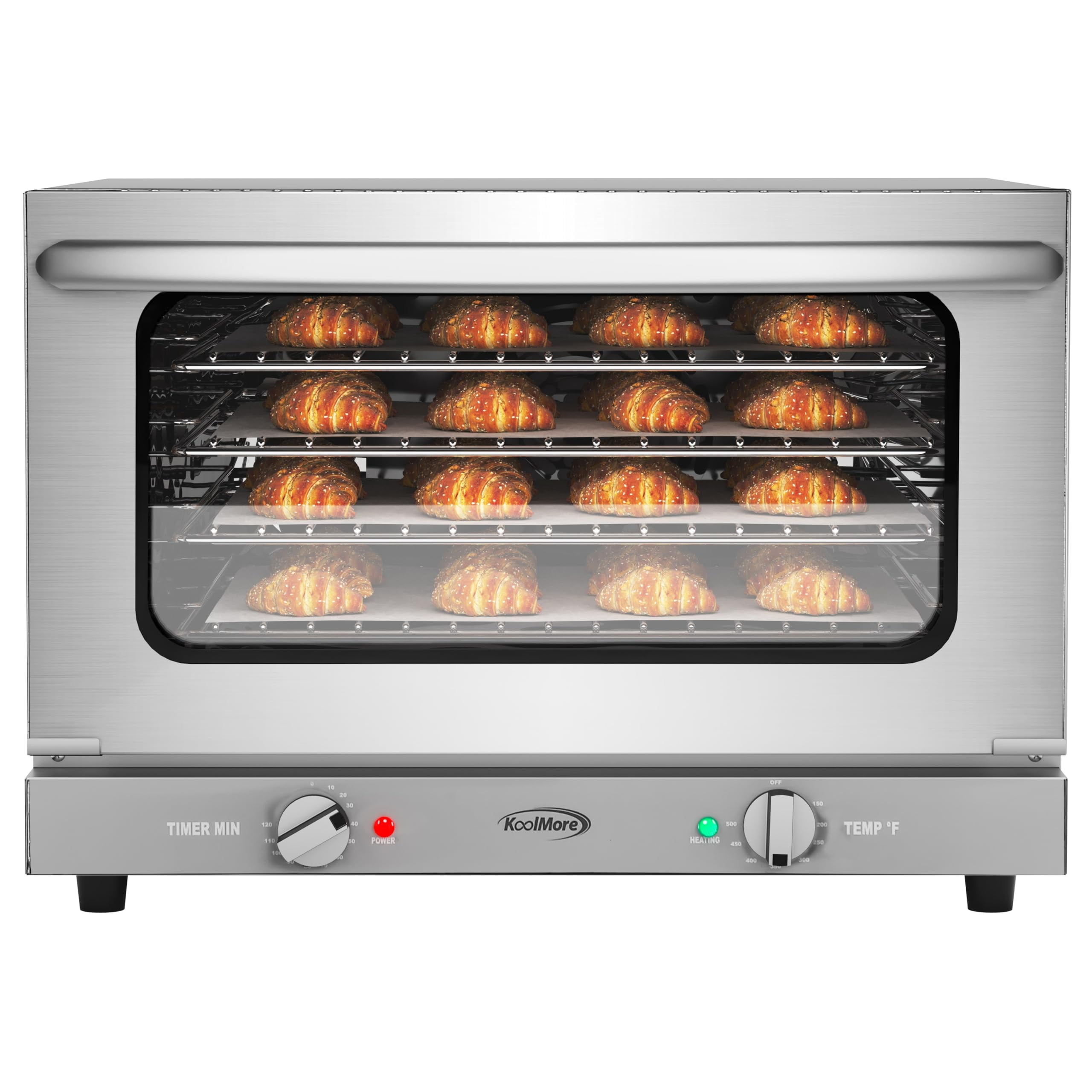 KoolMore 23 in. Commercial Countertop Convection Oven for Half-Size Pans with 4 Racks 1600W of Power in Stainless-Steel, ETL Listed for Safety and Sanitation (KM-CTCO-15)