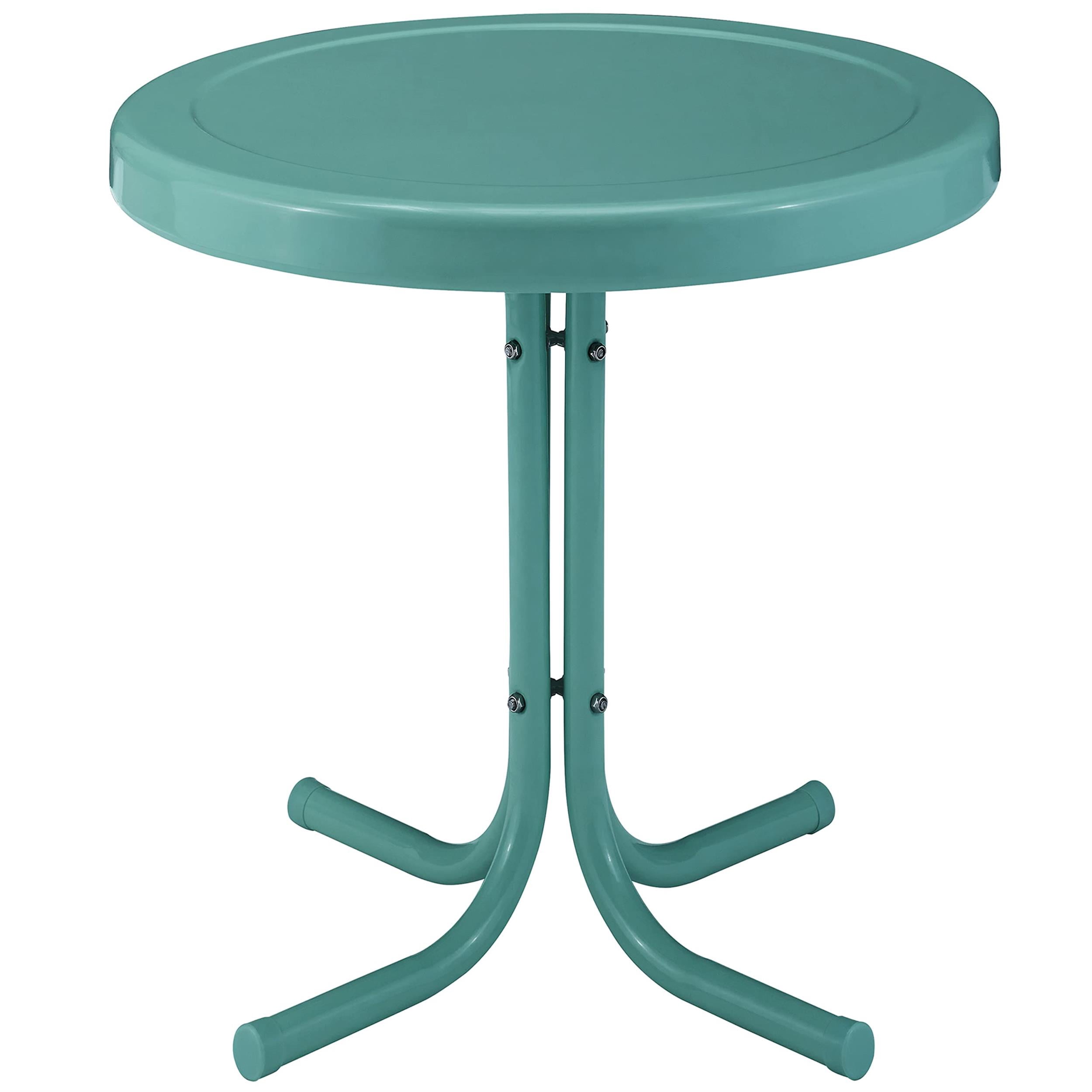 Afuera Living Table d'Appoint de Patio Contemporain en Métal, Bleu Pastel