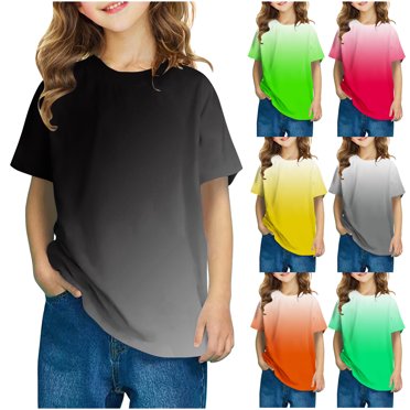 Feancey Toddler Boys Girls Graphic T Shirts Summer Trendy Gradient Printed Short Sleeve Tops Loose Fit Casual Round Neck Blouse Novelty Gifts Gray 9 Years