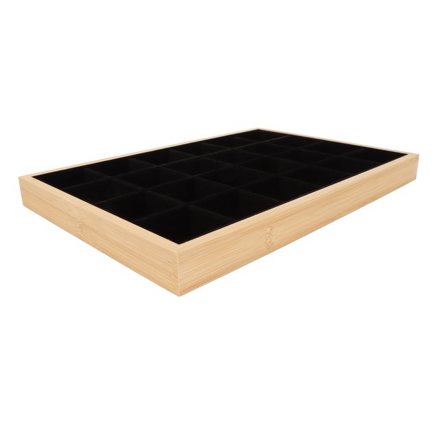 Jewelry Display Tray, 24 Grids Elegant Scratch Resistance Jewelry Drawer Insert Multipurpose Soft For Trade Shows Beige,Gray,Black