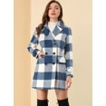 thumbnail image 4 of INSPIRE CHIC Women's Notched Lapel Double Breasted Plaids Overcoat, 4 of 6