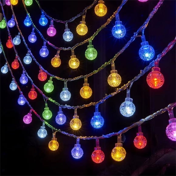 Guirlande Lumineuse à Boules Solaires pour Camping Extérieur et Jardin, Guirlande Lumineuse Décorative, Boule en Cristal, Lumière LED Colorée