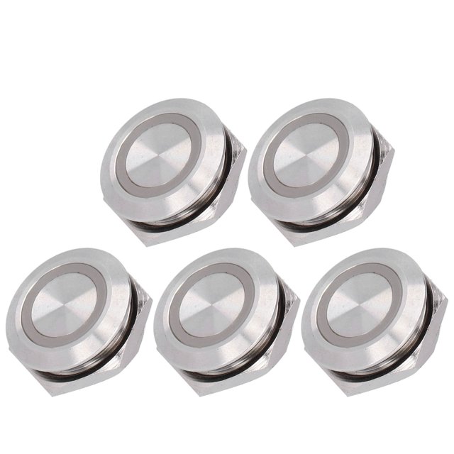 Senjay Interrupteurs à Bouton-Poussoir, Réinitialisation Automatique 19mm Vis Bouton-Poussoir Momentané Étanche en Acier Inoxydable Métal pour Camion pour Voiture pour Bateau