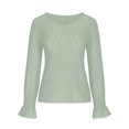 thumbnail image 4 of RXIRUCGD Blouse Basique à Col Rond à Manches Longues Unie pour Femme, Mode d'Automne, Vert, Taille : S, 4 of 6