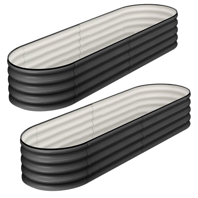 EDTara Large Oval Raised Planter Beds, 2-Pack Metal Garden Boxes With Open-Ended Base for Growing Vegetables and Flowers