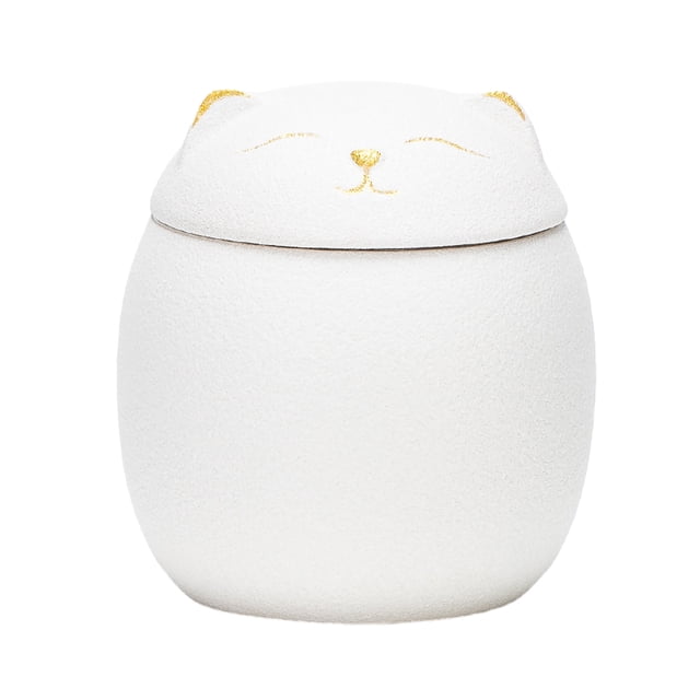 kurtrusly Bocaux en Céramique Grande Capacité Mignons pour Grand Application Forme de Chat Pots à Thé en Céramique Forme de Chat Pots de Rangement Blancs 150ml 1ensemble