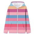 thumbnail image 3 of MEZZALL Girls Spring Color Block Print Patch Pocket Zipper Sweatshirt Hooded Cardigan Jacket Versatile Toddler Dailywear, Pink, 5-6 Years, 3 of 3