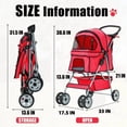 thumbnail image 2 of Poussette pour Animaux à 4 Roues, Poussette Pliable pour Chien, Poussette pour Chat avec Panier de Rangement et Doublure Amovible, Chariot de Transport Pliable Léger pour Promenade pour Chiens et Chats, Rouge, 2 of 7