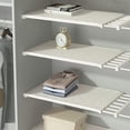 thumbnail image 4 of Adjustable Expandable Wardrobe Storage Rack, Retractable Metal Shelf with Removable Panels, White, 29-46 x 24 cm, No-Punch Installation for Cabinets and Closets, 4 of 5