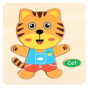 Staron Puzzles en bois pour les tout-petits 3-5 (Cat), Puzzle en bois Puzzler en bois Éducation préscolaire Apprentissage Jouets de puzzle pour filles et garçons