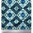 thumbnail image 1 of Soimoi Green Velvet Fabric Check & Geometric Print Fabric by the Yard 58 Inch Wide, 1 of 5