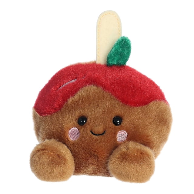 Aurora Palm Pals - Colson Hot Dog 5-inch stuffed animal plush toy with a soft, fluffy texture, featuring a cozy bun design, a plump sausage middle with a mustard squiggle, and a cheerful smile. Made with high-quality materials and filled with bean pellets for stability, suitable for all ages.