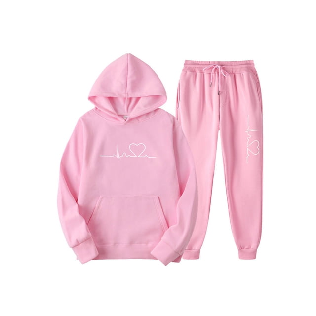 Bellella Ladies Tracksuit Sets Long Sleeve Sweatsuits Drawstring Two Piece Outfit Jogger Set Sweatshirts And Sweatpants Pink A S