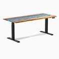 thumbnail image 2 of Desky Dual Resin Hardwood Sit Stand Desk - Teak Blue River / 60 x 30 inches / Grey, 2 of 10