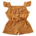 thumbnail image 1 of Toddler Baby Girls Fly Sleeve Ruffled Waistband Romper Outfits, 1 of 4