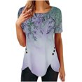thumbnail image 2 of DPTALR T-shirt Imprimé Ample pour Femmes Boutons Manches Courtes Blouse Col Rond Hauts Décontractés, 2 of 6