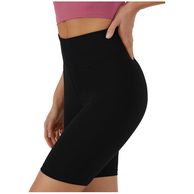 Shorts de Yoga Taille Haute pour Femmes en Polyester Extensible pour Entraînement et Course