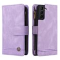 thumbnail image 3 of Case for Samsung Galaxy S21 5G Cover Zipper Pocket Wallet Case Magnetic Protective - Purple, 3 of 5
