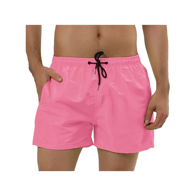 INSPIRE CHIC Men's Quick Dry Swim Trunks Lightweight Polyester Board Shorts with Mesh Lining 30 Pink