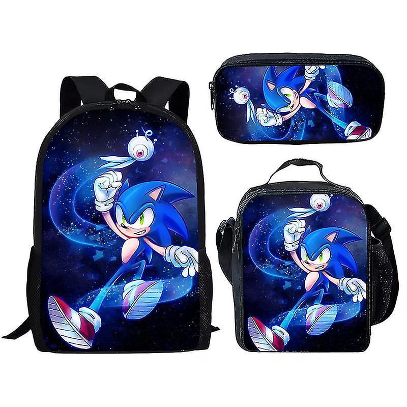 Sonic Primary School School Bag Three-piece Set Anime Cartoon Backpack Shoulder Bag Pencil Case high quality