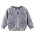 thumbnail image 1 of RKSTN Girls Sweaters Pearl Buttons Solid Color Long Sleeve Crew Neck Comfortable Loose Fit Knit Sweater Cardigan Coat Top Fall Winter Versatile Outfits 1-8 Years, 1 of 2