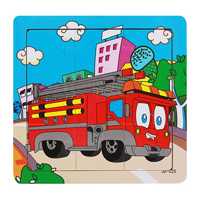 J Wooden Traffic Puzzle For Kids, 9-Piece Jigsaw Educational Toy, Vehicle Preschool Learning Brain Teaser Game