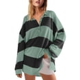 thumbnail image 2 of Oversized Sweatshirts Women Fall Button Lapel Hoodies Long Sleeve V Neck Striped Color Block Tops Women'S T-Shirts S, 2 of 6