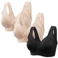 thumbnail image 1 of Full-Coverages Bra Clearance 3pc Ladies Comfortable Convenient Front Button Bra Breathable Easy Close Everyday Bra Plus Size Seamless Bralettes Bras with No Padding New Black L, 1 of 5