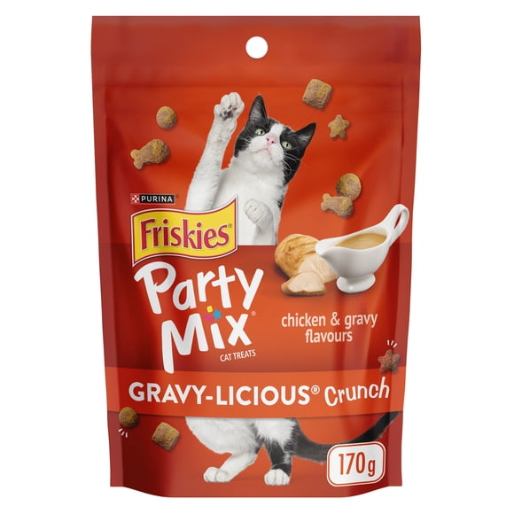 Purina Friskies Party Mix Gravy-licious Chicken & Gravy Crunch, Cat Treats 170g